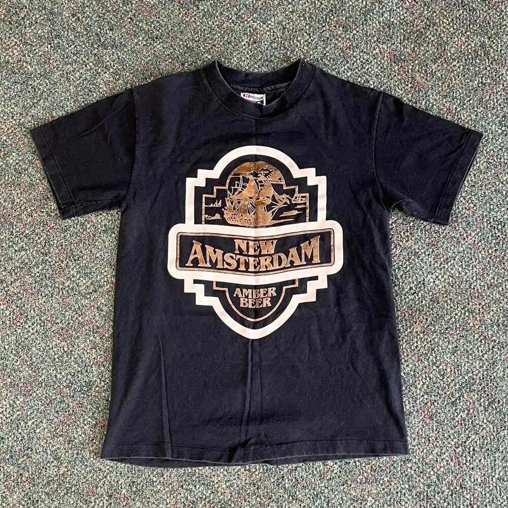 Vintage 90s Single Stich Black New Amsterdam Amber Beer Tee